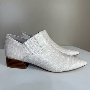 Steve Madden Arizona Croc Faux Leather Pointed Toe Western Shooties Cream 8.5